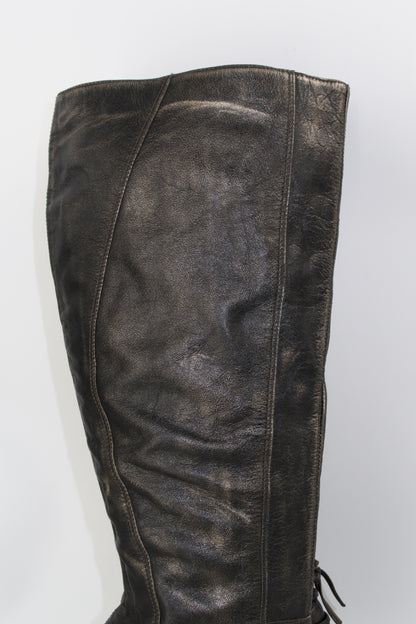 + Vintage bronze high heel boots +