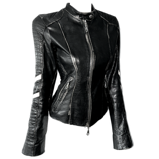 + Distressed leather jacket +