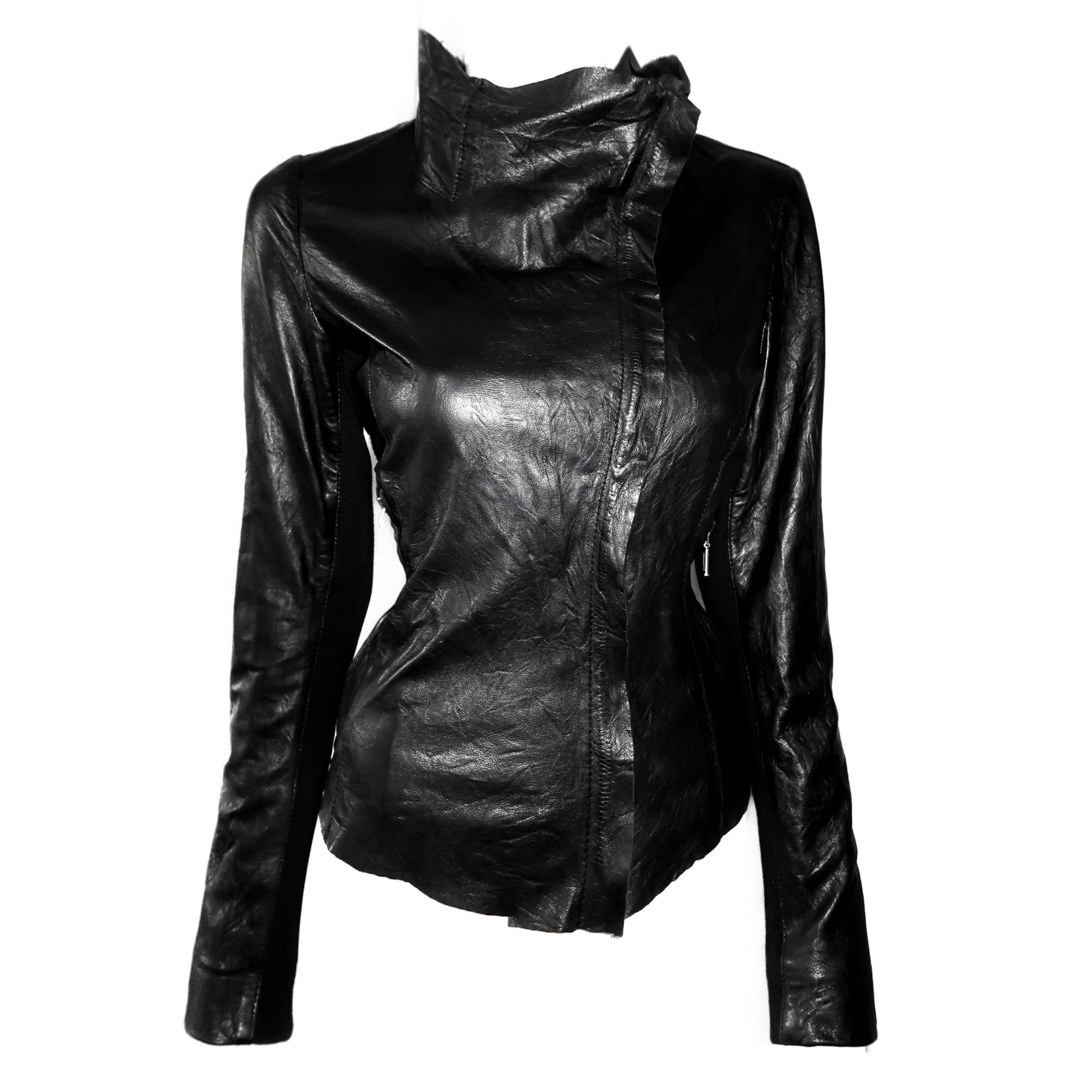 + Asymmetrical leather jacket +
