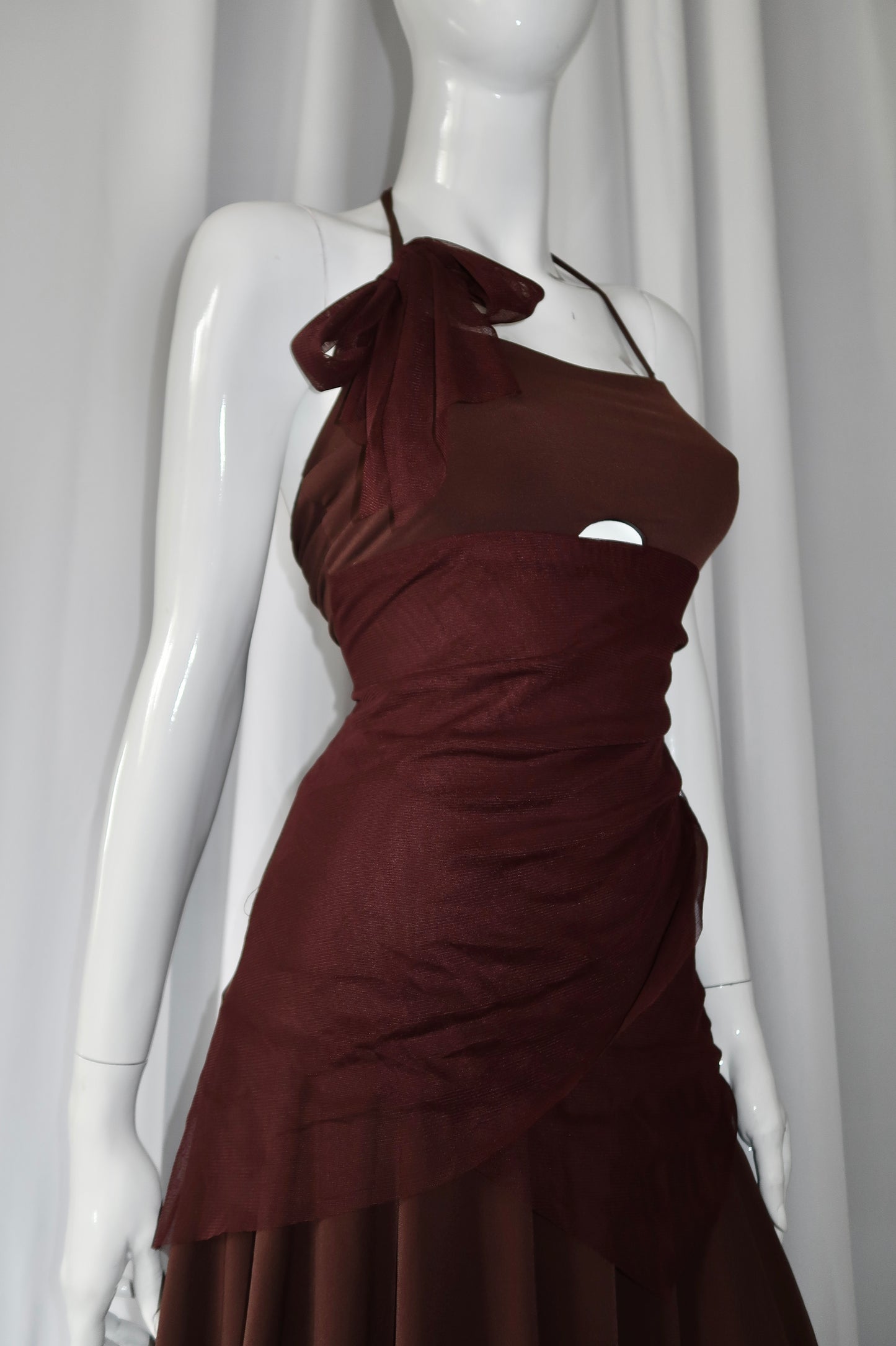 + Asymmetrical brown dress +