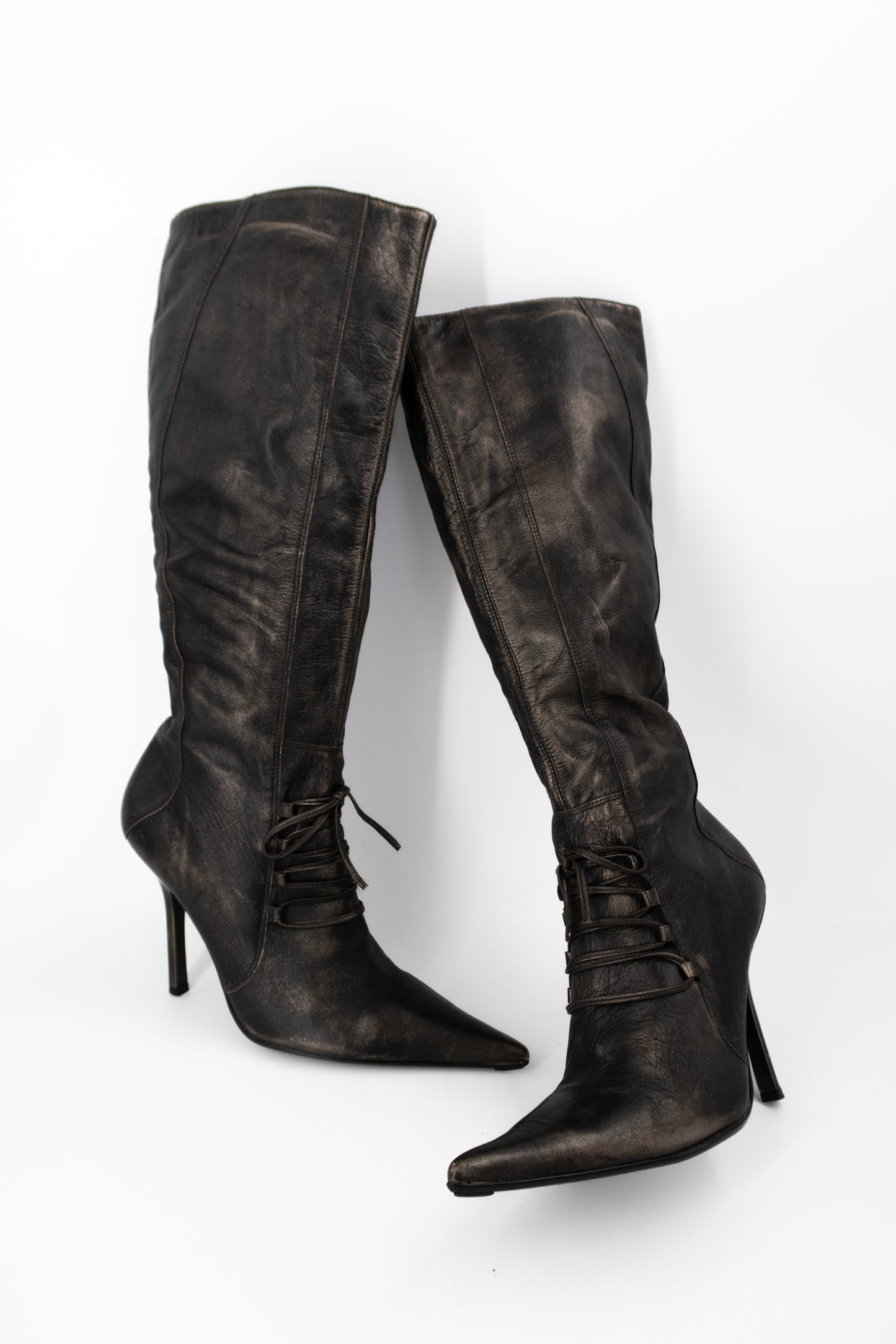 + Vintage bronze high heel boots +