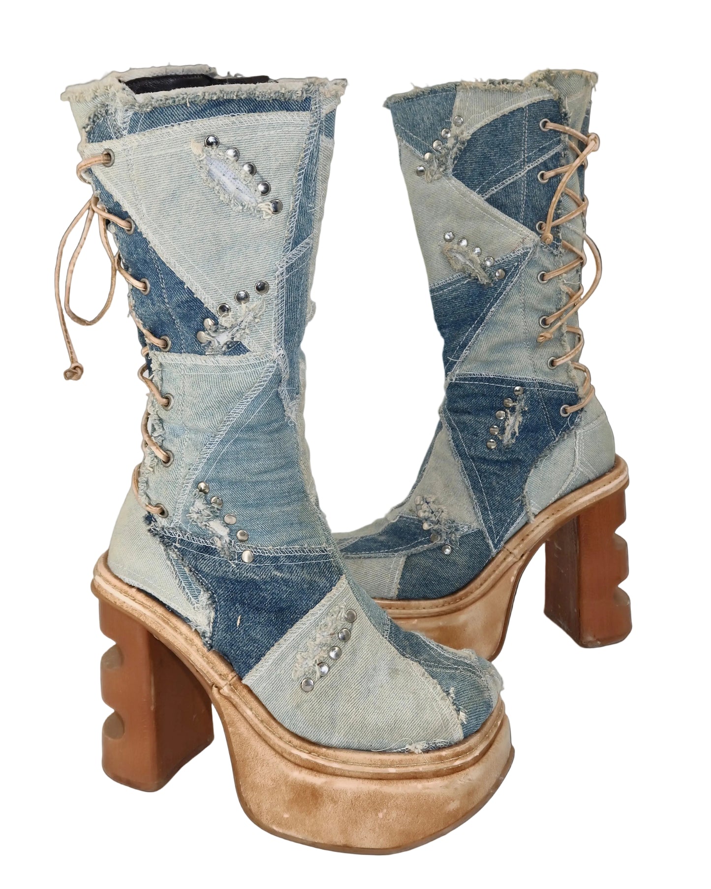 + Denim Platform Boots +
