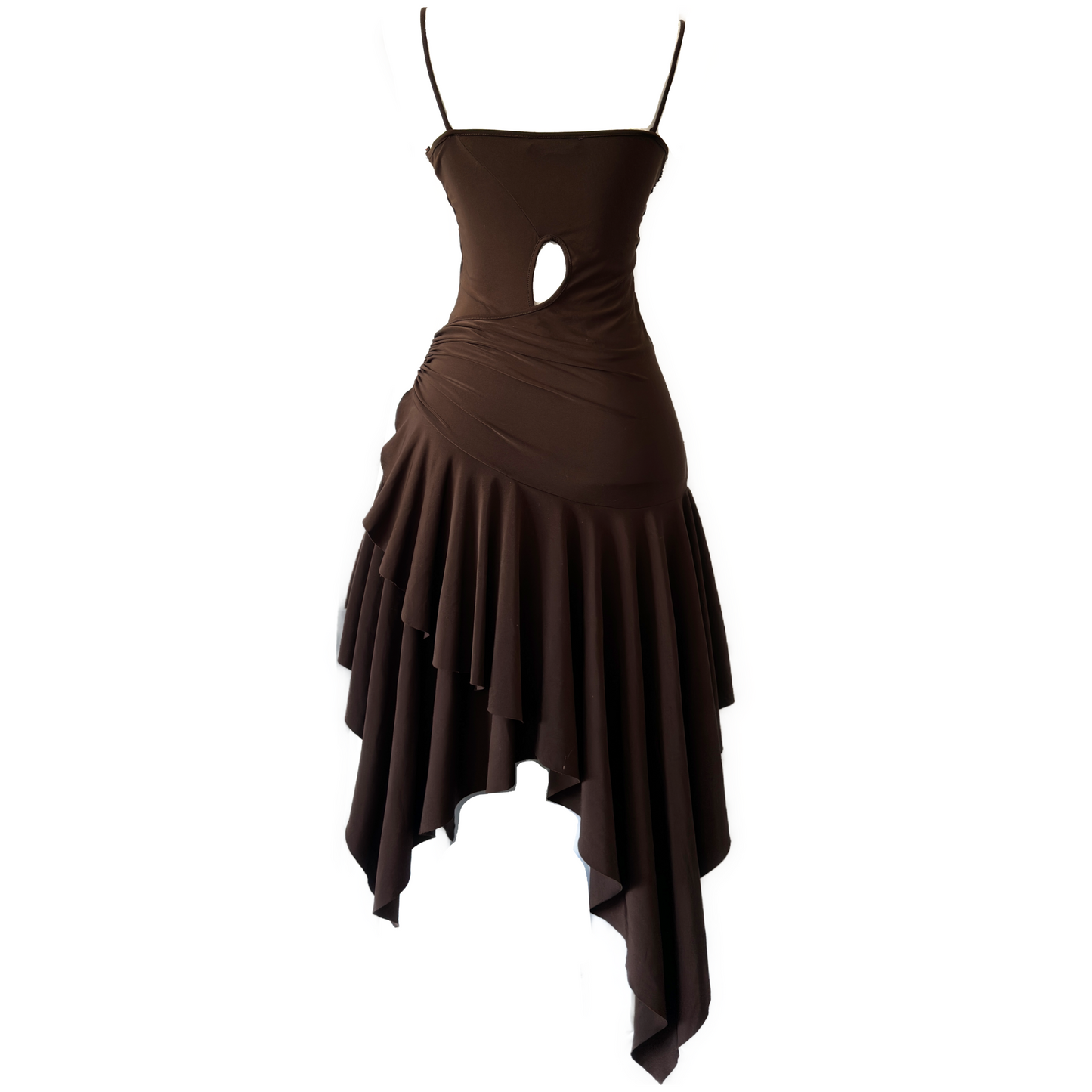 + Asymmetrical brown dress +