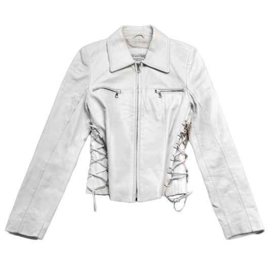 + White leather lace up jacket +