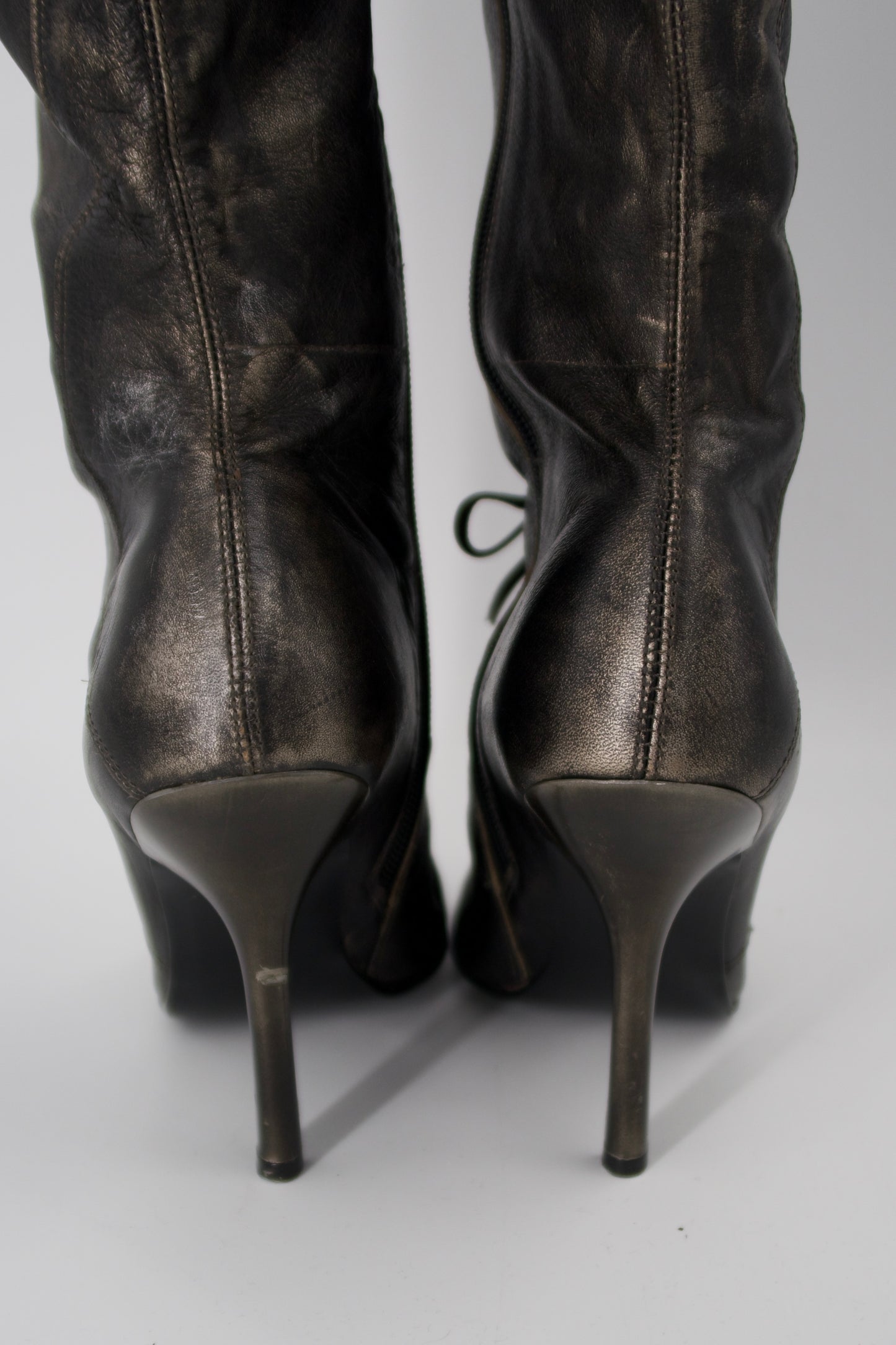 + Vintage bronze high heel boots +