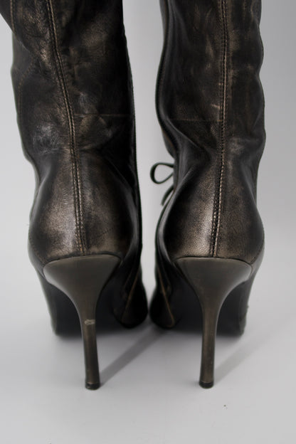 + Vintage bronze high heel boots +