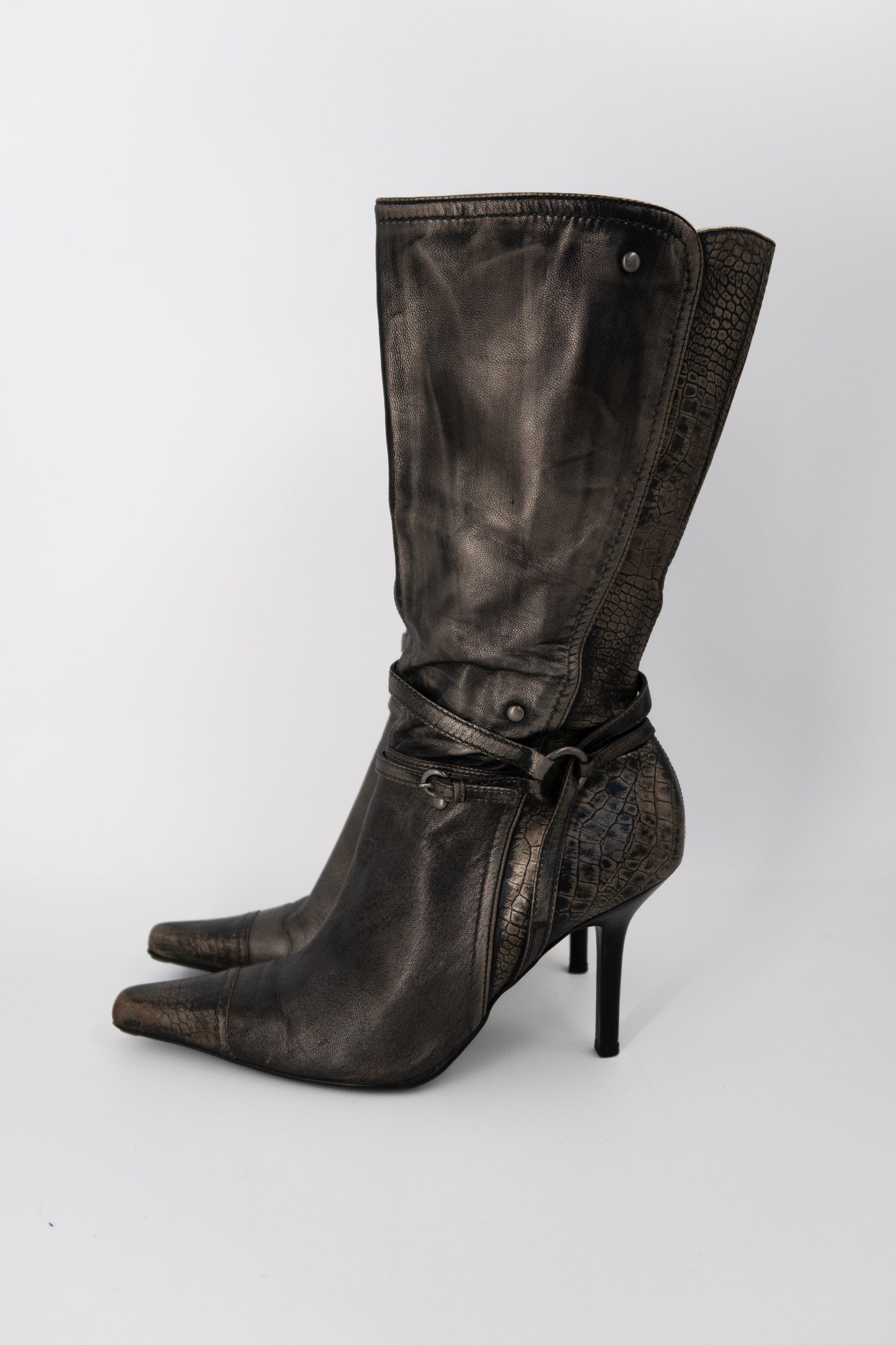 + Vintage bronze heel boots +