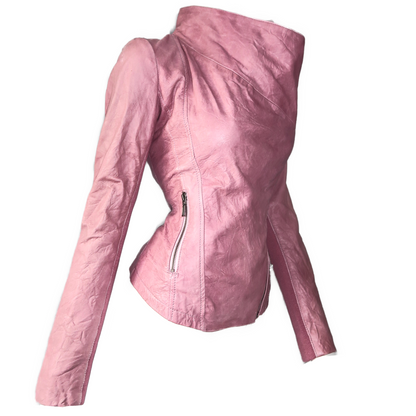+ Asymmetrical pink jacket +