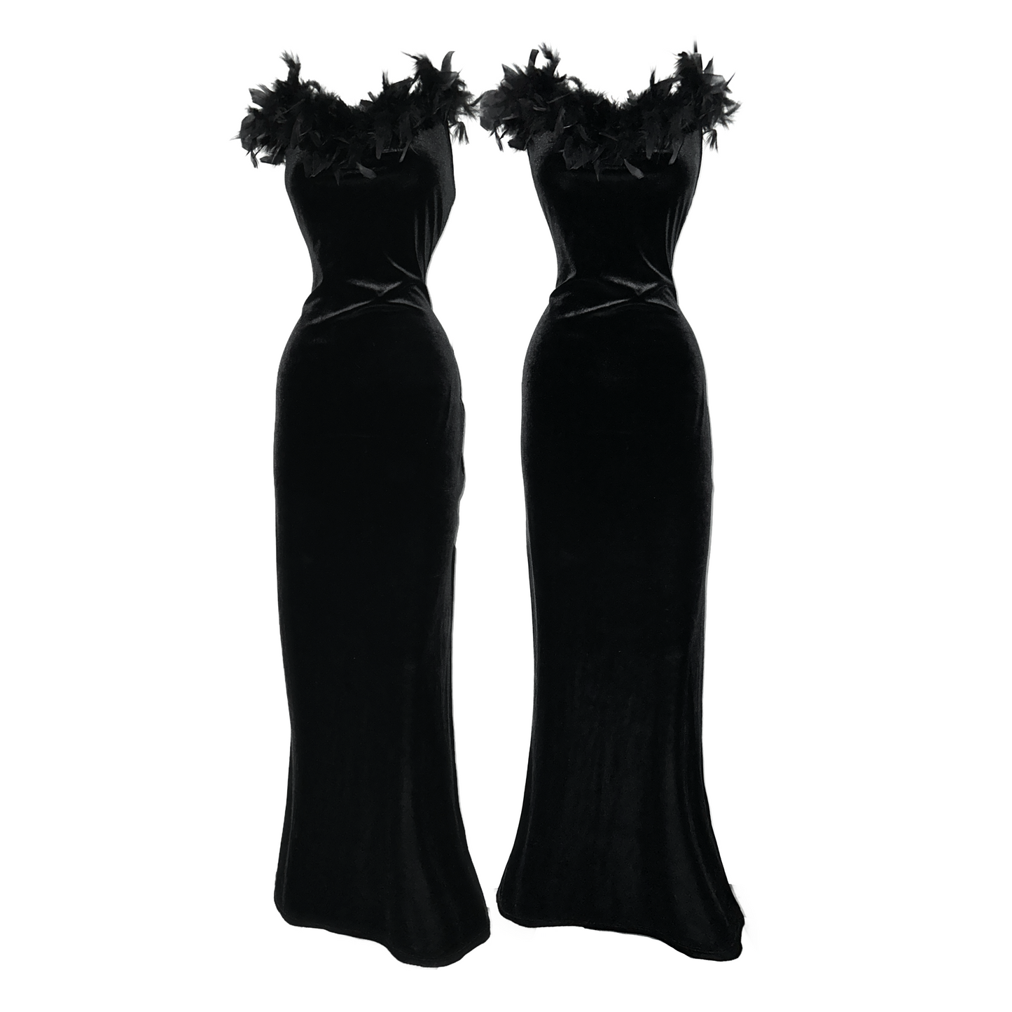 + Velvet feathers dress +