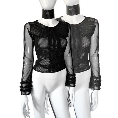 + Mesh cross blouse +