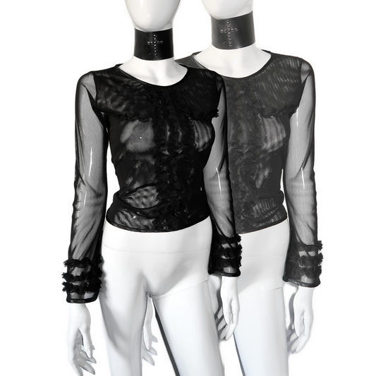 + Mesh cross blouse +