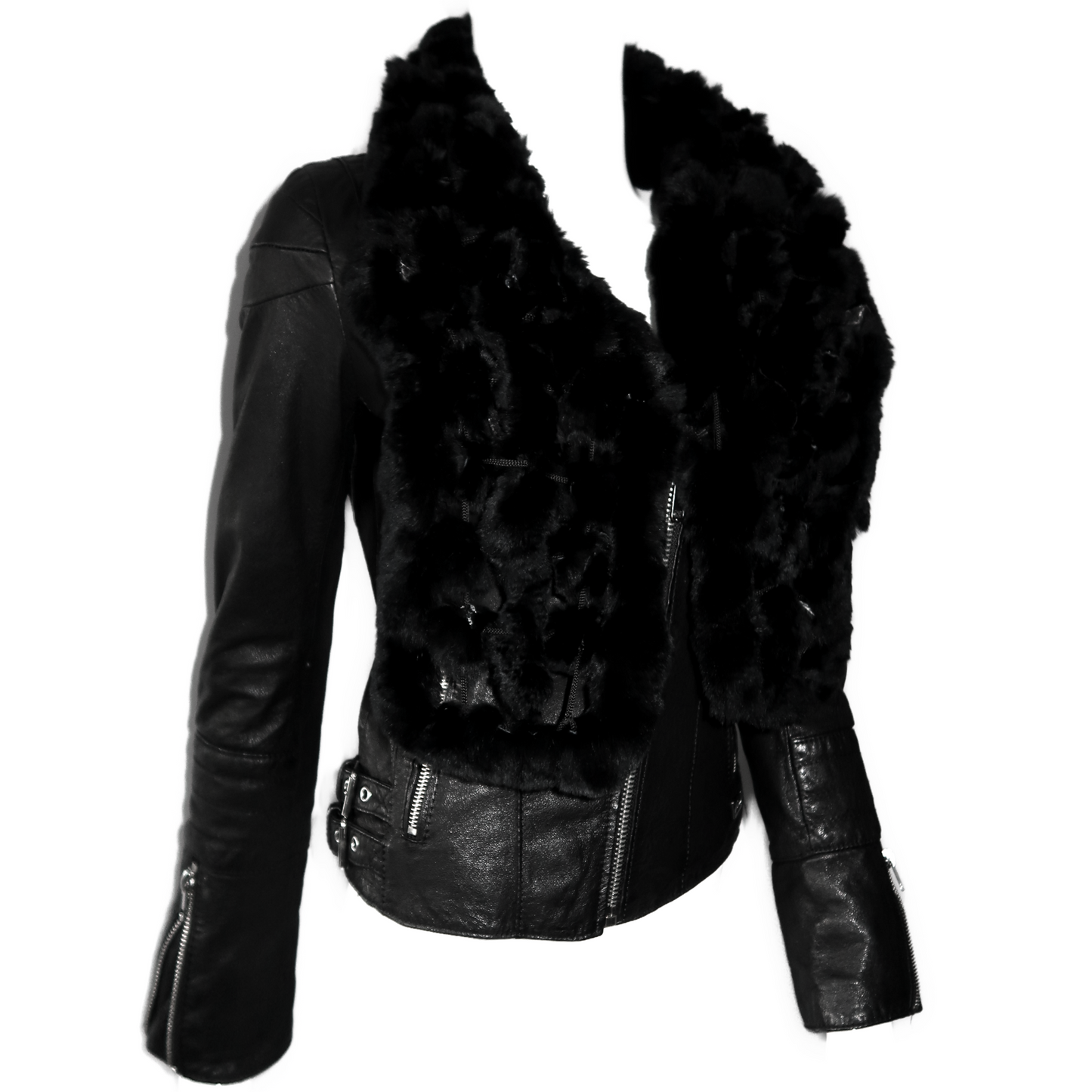 + Leather biker jacket +