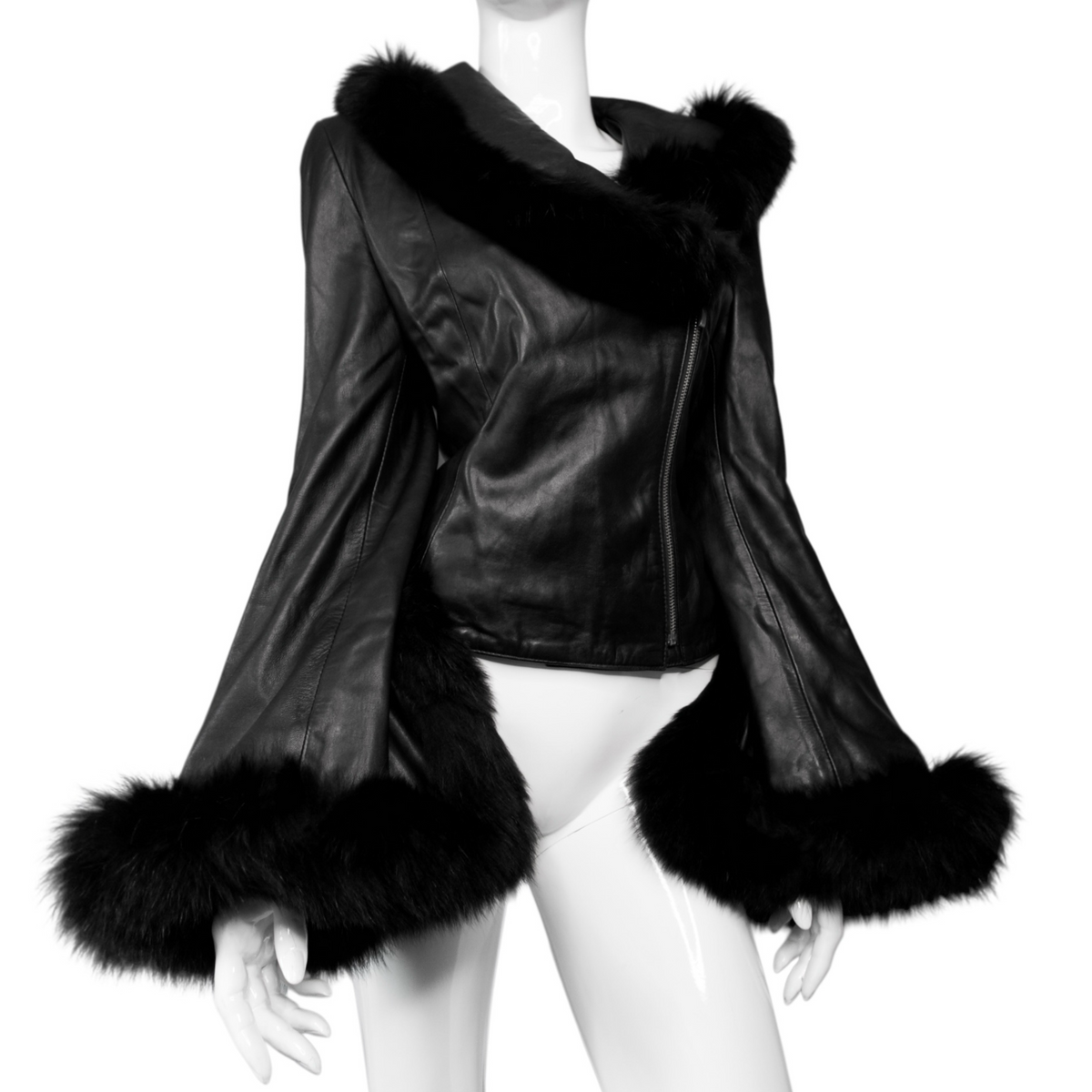 + Asymmetrical real leather jacket +