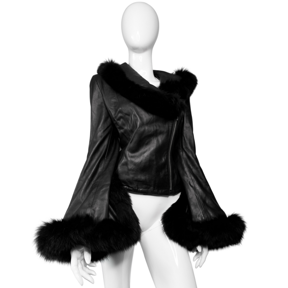 + Asymmetrical real leather jacket +