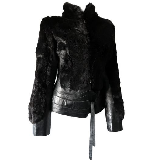 + Leather and fur moto jacket +