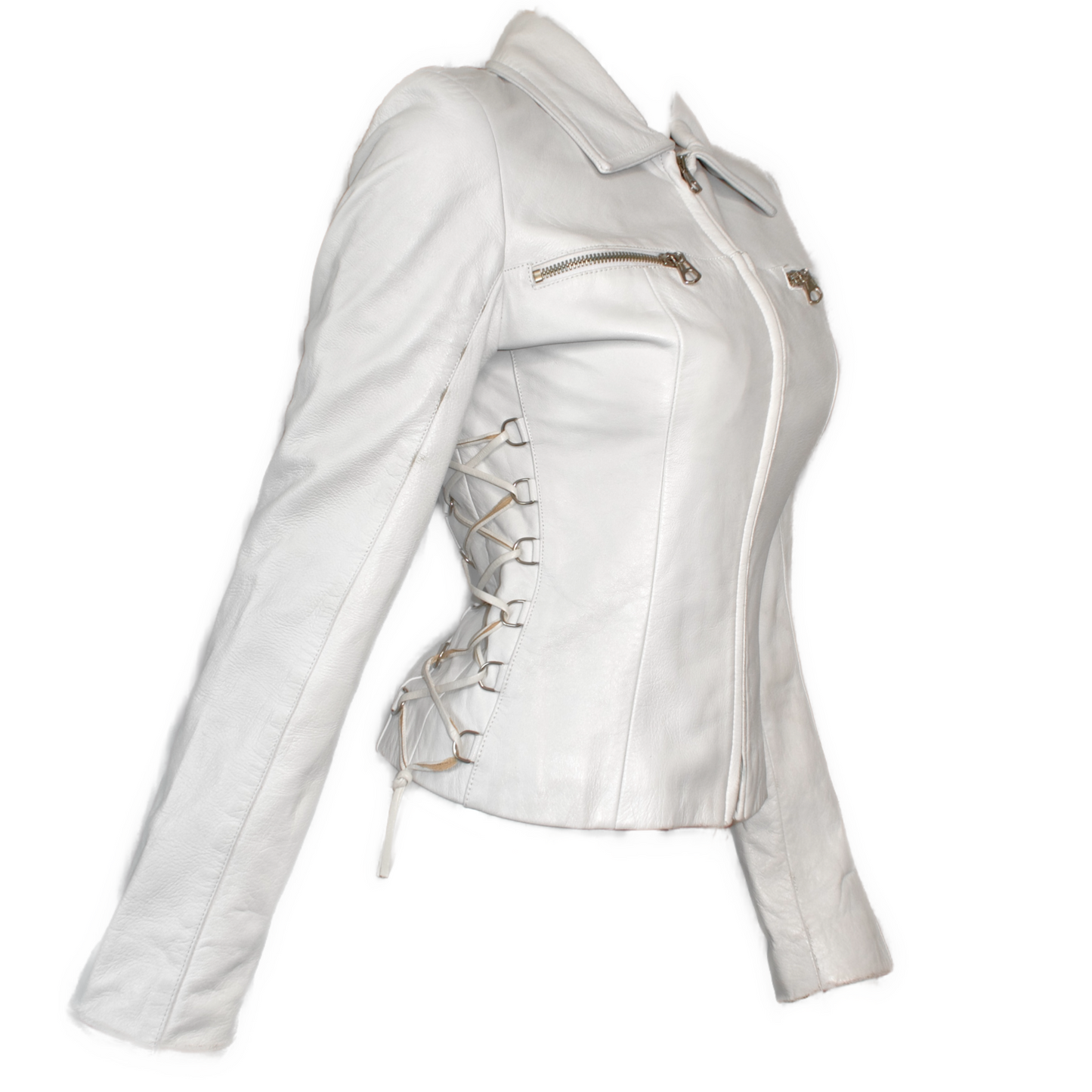 + White leather lace up jacket +