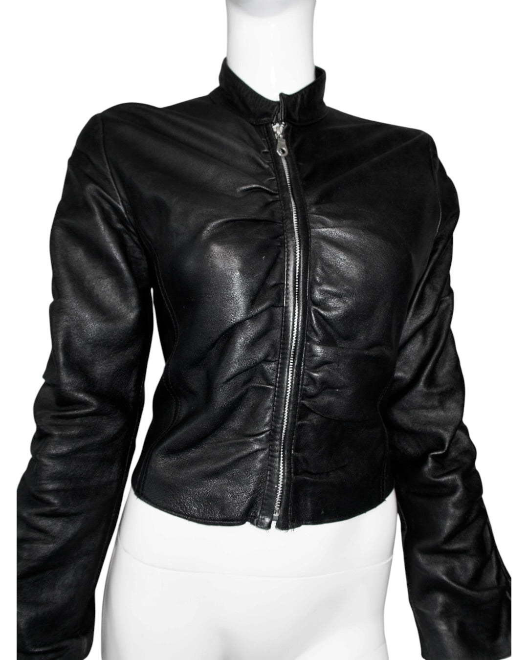+ Italian leather drapery jacket +