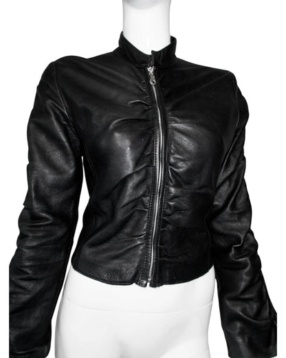 + Italian leather drapery jacket +