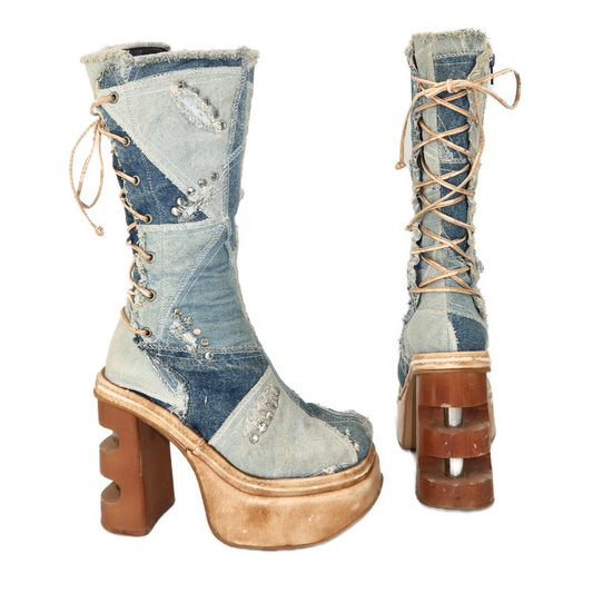 + Denim Platform Boots +