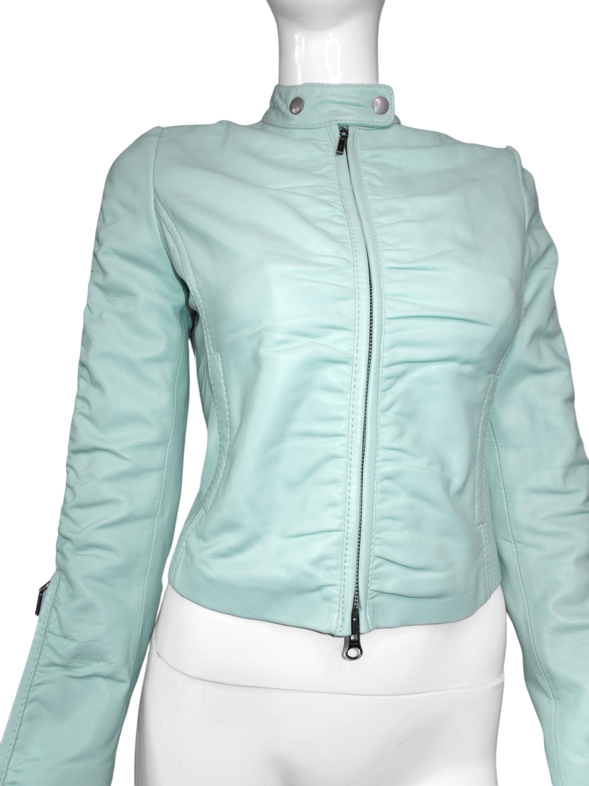 + Mint drapery leather jacket +