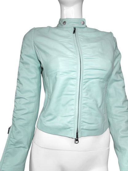 + Mint drapery leather jacket +