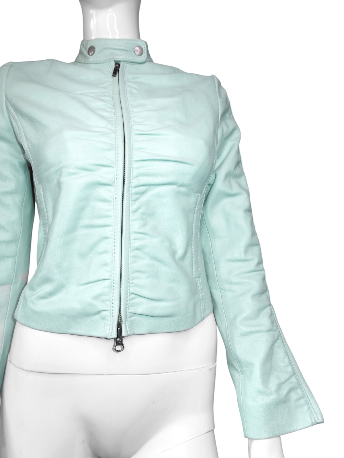 + Mint drapery leather jacket +