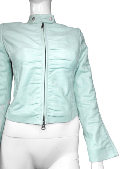 + Mint drapery leather jacket +