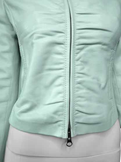 + Mint drapery leather jacket +