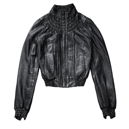 + Pleated leather jacket +