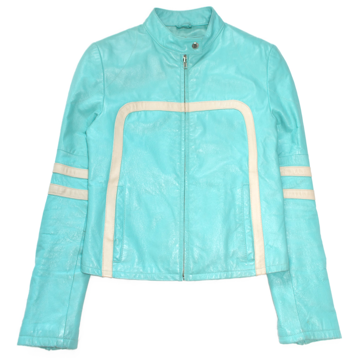 + Electric blue biker jacket +