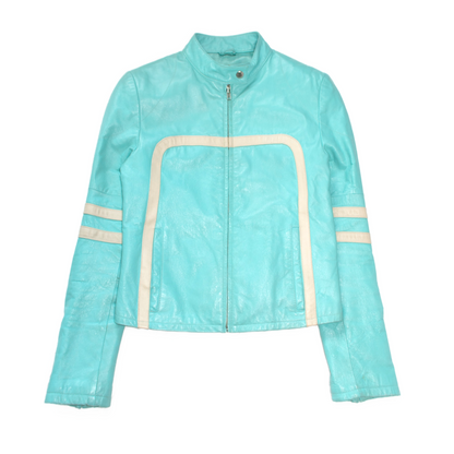 + Electric blue biker jacket +