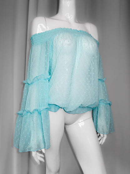 + Mint polka dot blouse +