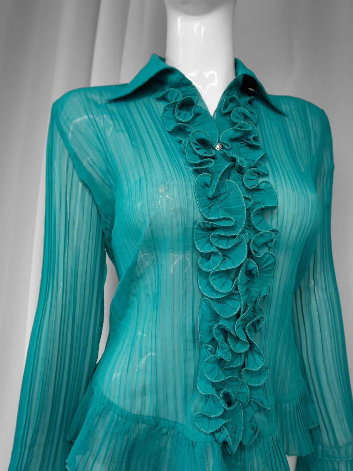 + Turquoise mesh shirt +