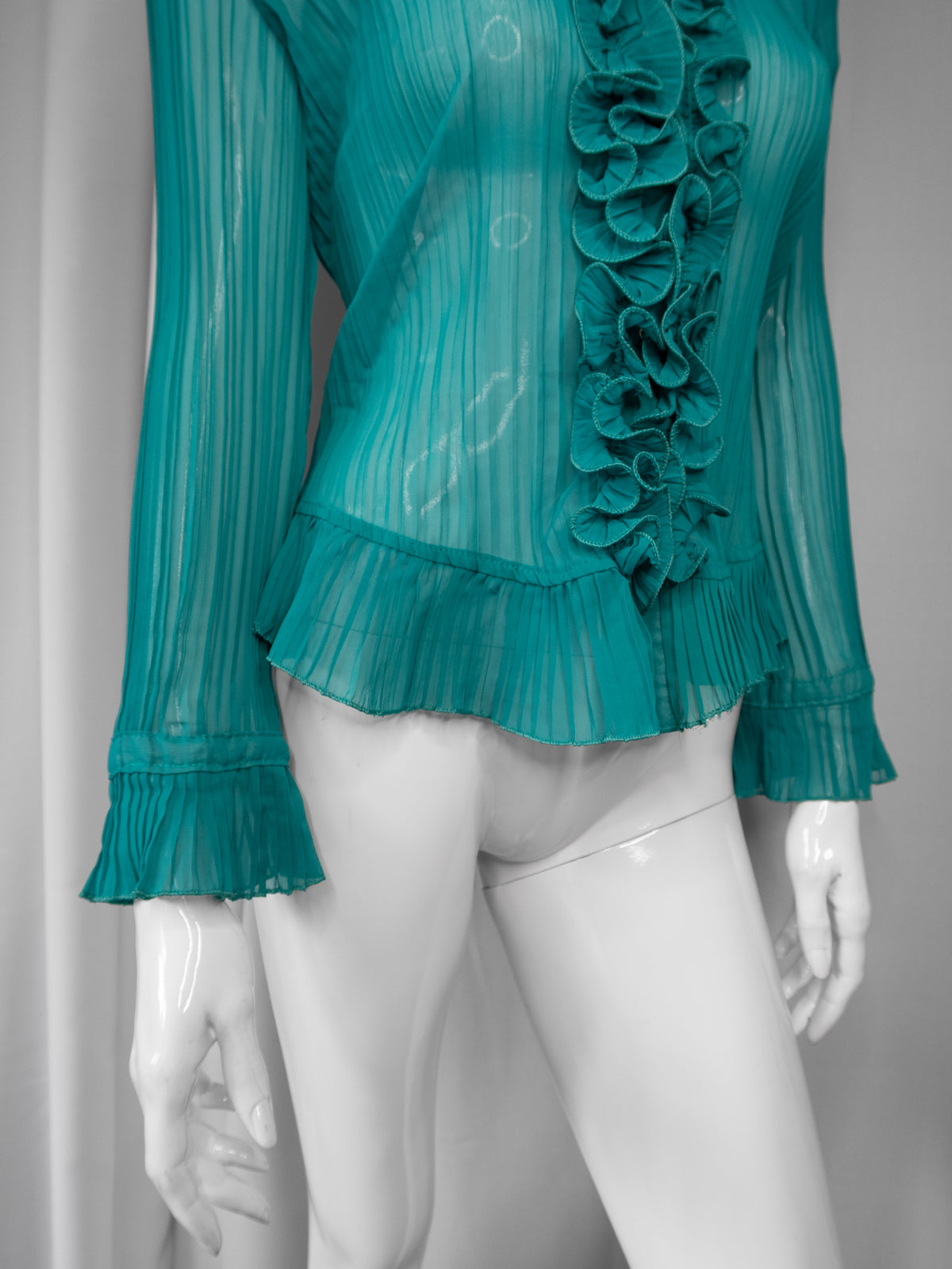 + Turquoise mesh shirt +