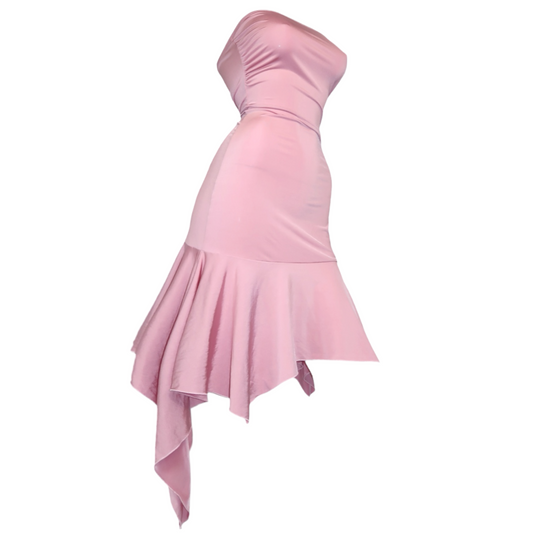 + Asymmetrical pink tube dress +