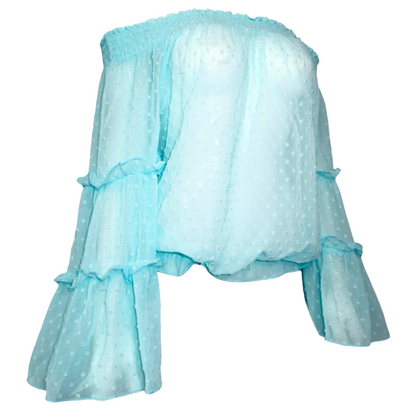 + Mint polka dot blouse +
