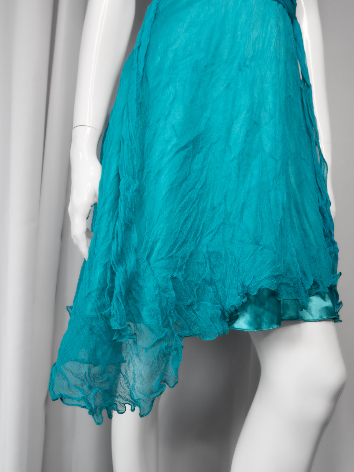+ Silk teal asymmetrical dress +
