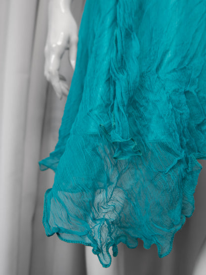 + Silk teal asymmetrical dress +