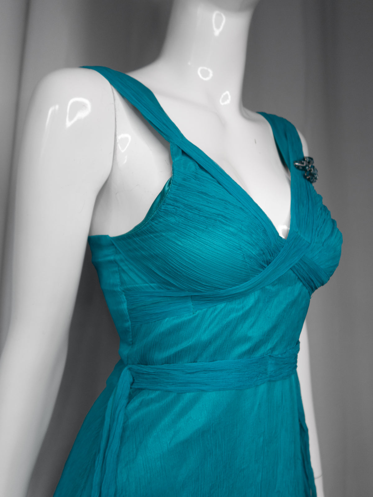 + Silk teal asymmetrical dress +