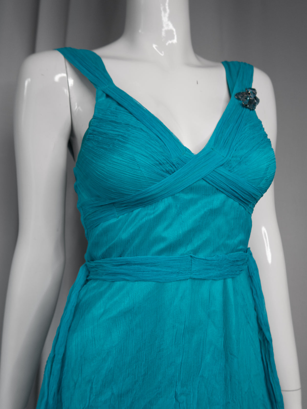+ Silk teal asymmetrical dress +