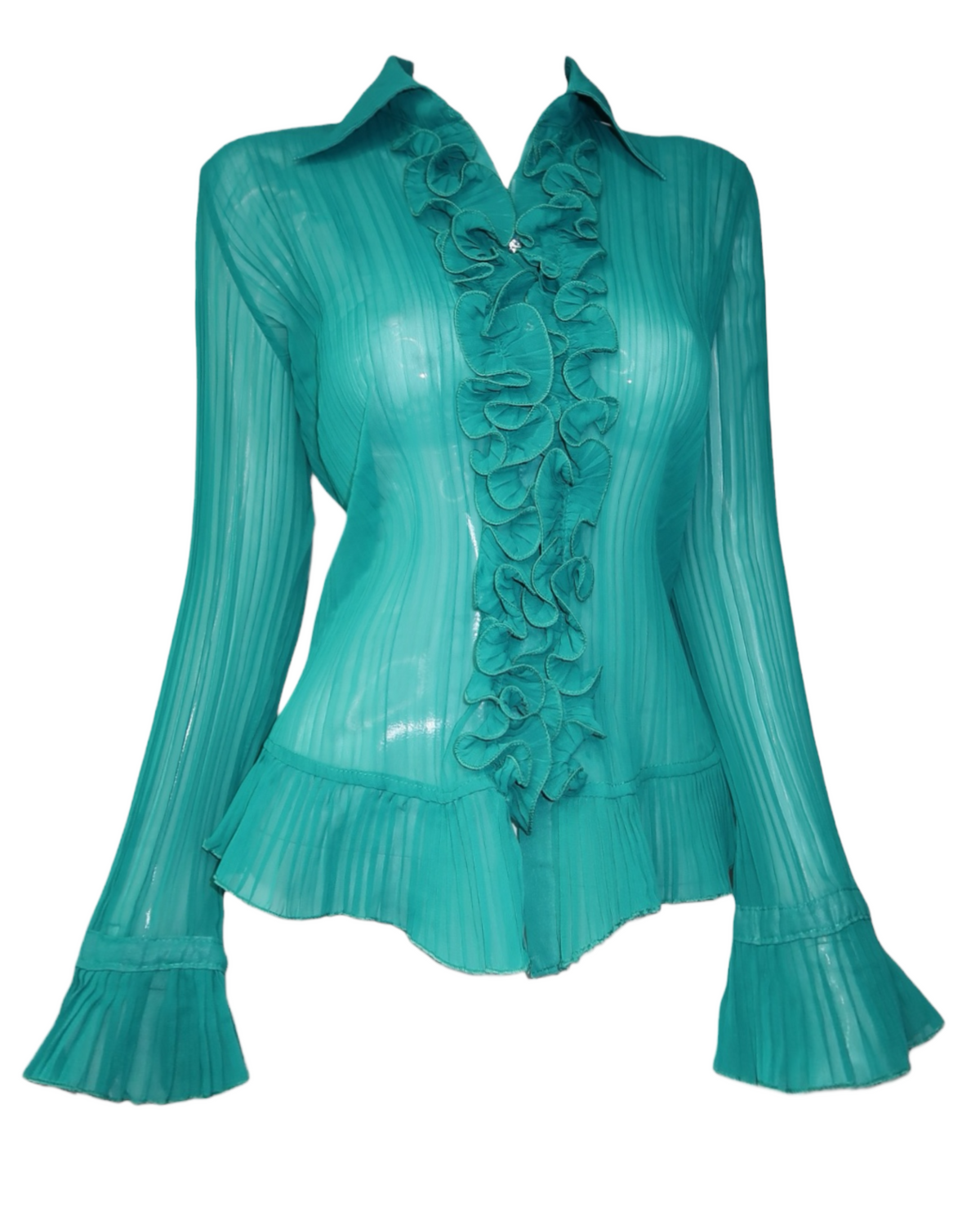 + Turquoise mesh shirt +