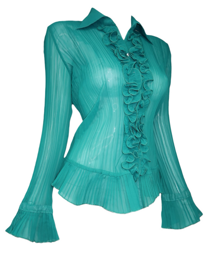 + Turquoise mesh shirt +
