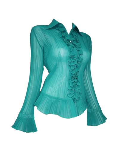 + Turquoise mesh shirt +