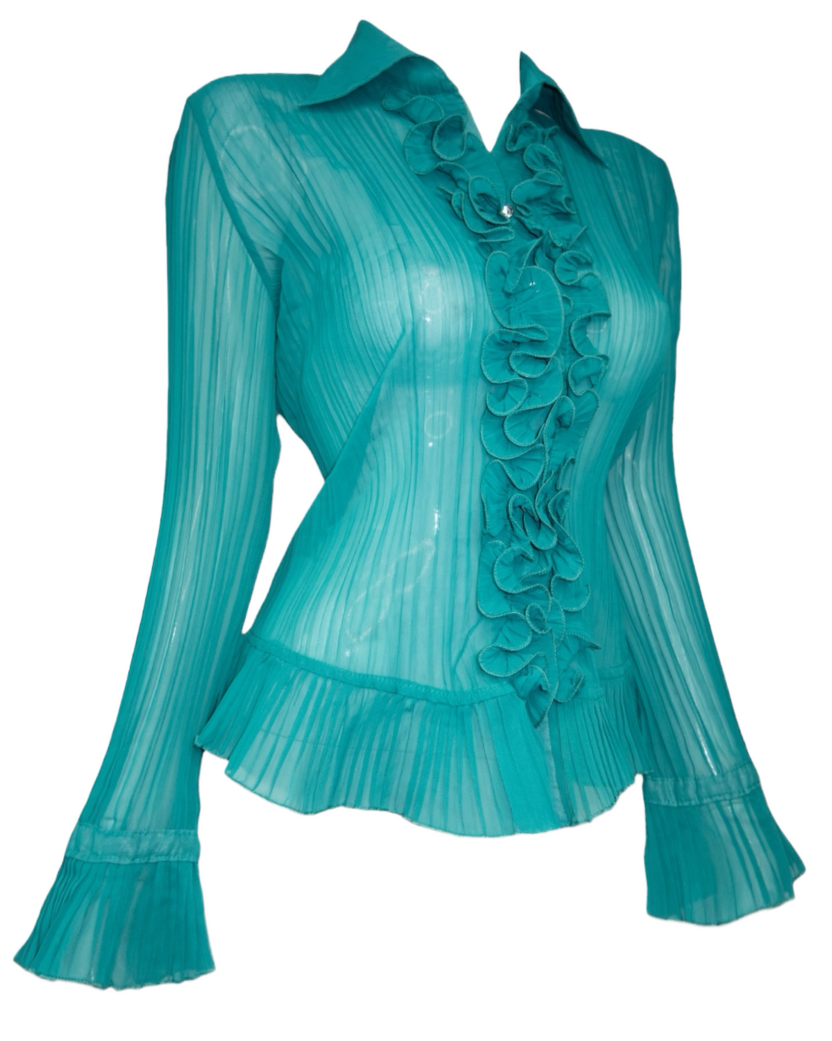 + Turquoise mesh shirt +