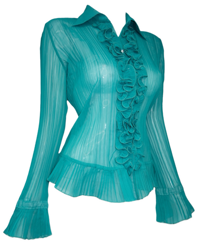 + Turquoise mesh shirt +