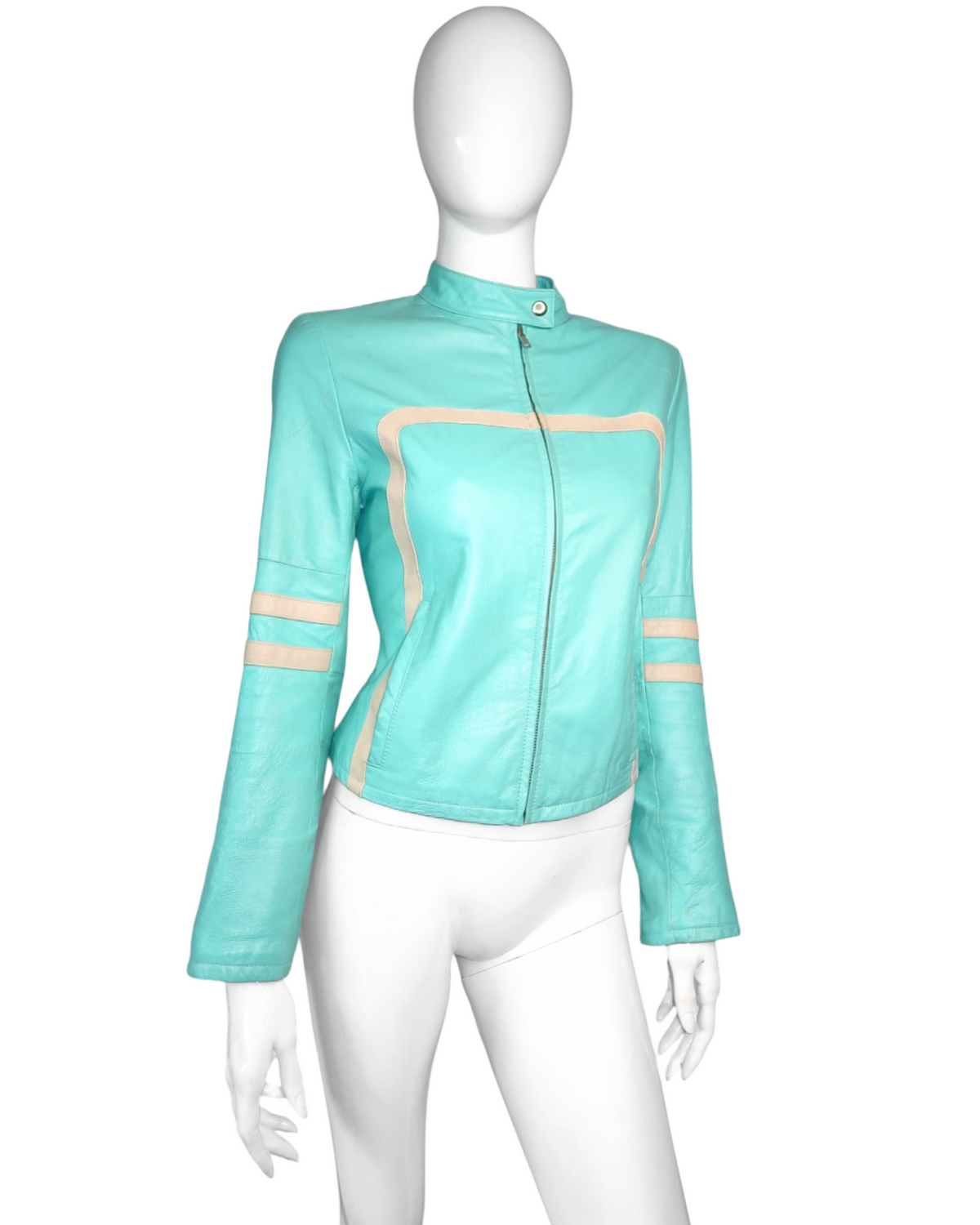 + Electric blue biker jacket +