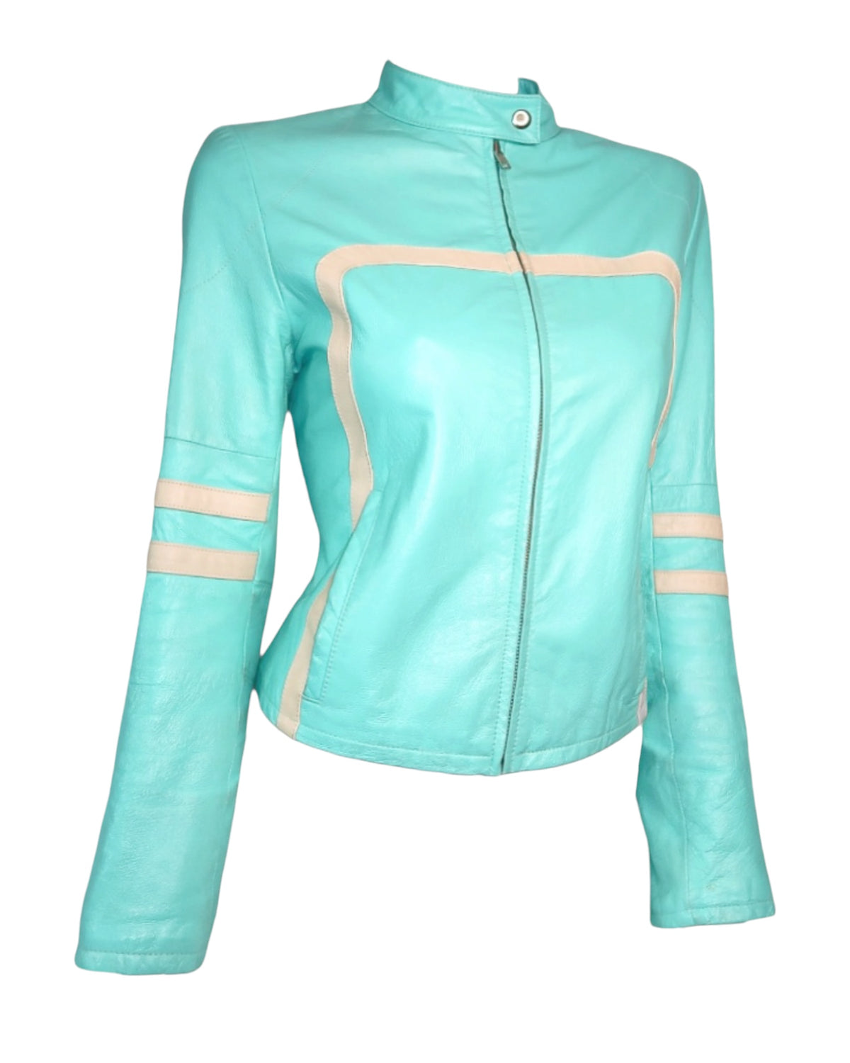 + Electric blue biker jacket +