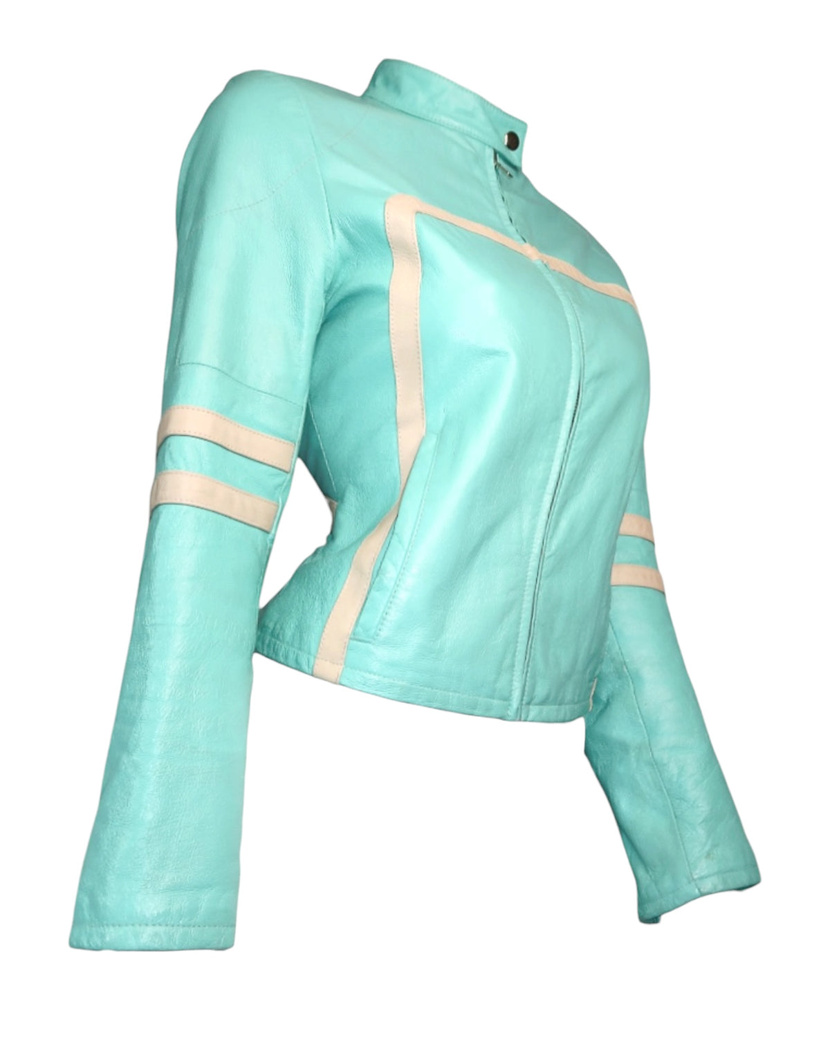 + Electric blue biker jacket +