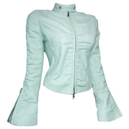 + Mint drapery leather jacket +
