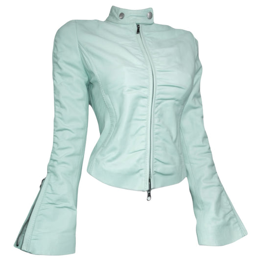 + Mint drapery leather jacket +
